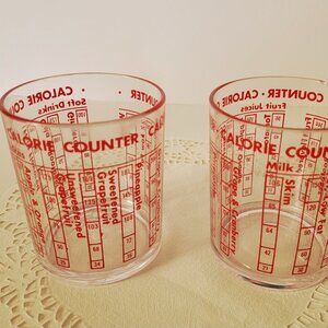 Set of Vintage Sterilite "Calorie Counter" Plastic Cups Tumblers